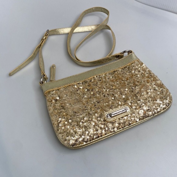 Nine West "Flash Lite" Gold Sequin Crossbody Purse 9" x 6" x 2" MSRP $40 - Picture 6 of 16